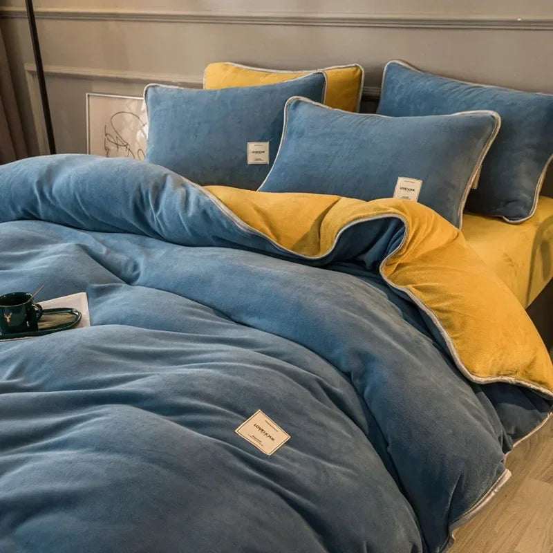 housse de couette en velours corail douce et moelleuse