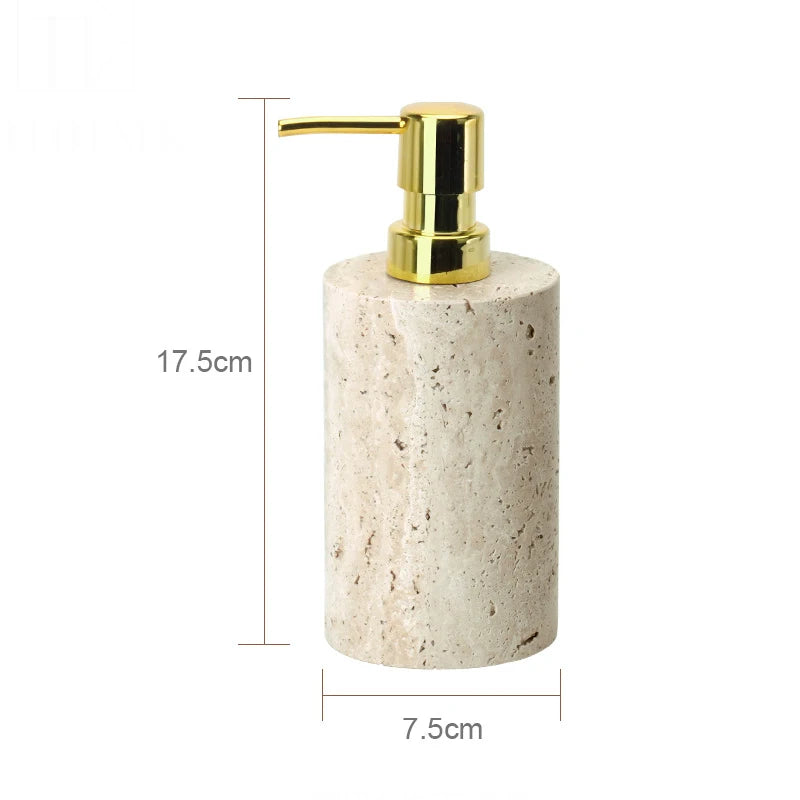 ensemble accessoires salle de bain en travertin beige naturel - vue 23 sur 28