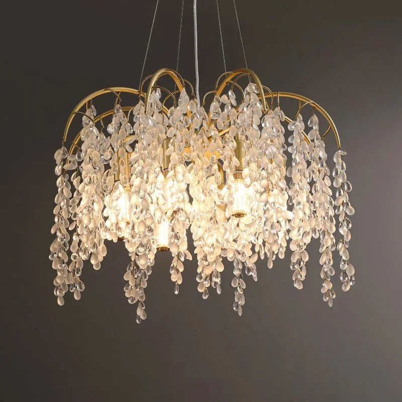 lustre en cristal doré pour un éclairage luxueux intérieur - vue 5 sur 11