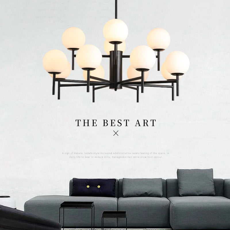 lustre led moderne médiéval avec boule de verre haricot magique