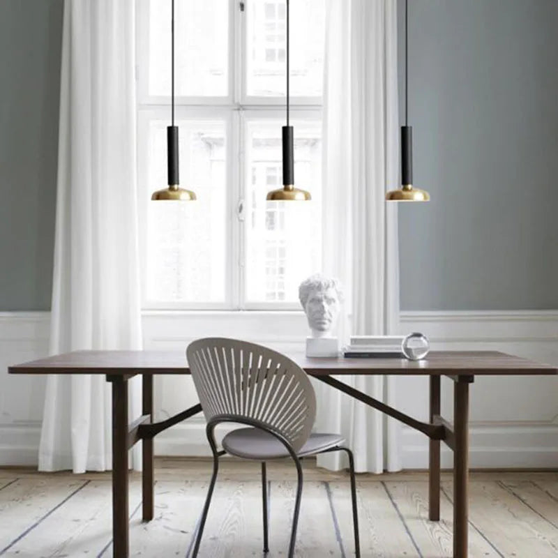 Suspension LED Moderne Créative tube et abat-jour Laiton - vue 4 sur 8