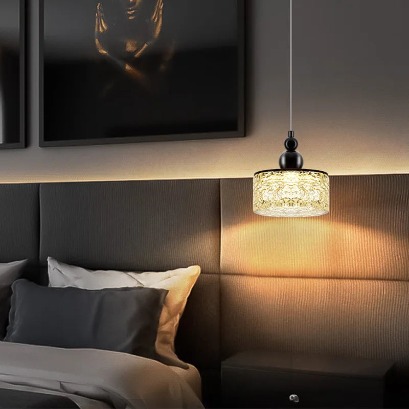 plafonnier led en résine transparente et métal noir style moderne - vue 2 sur 7