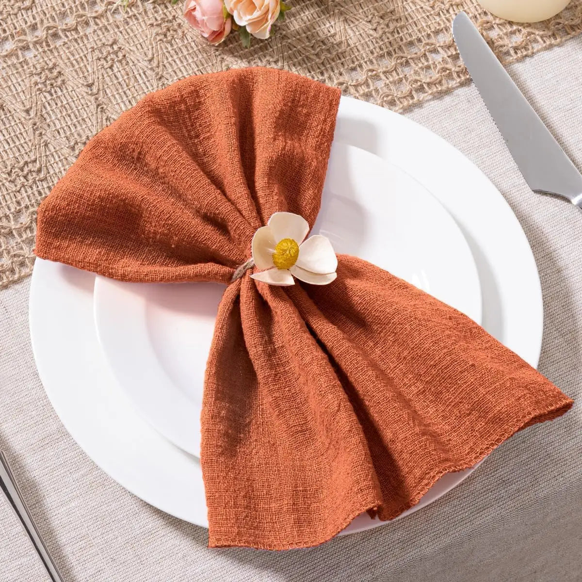 Serviette de table lot de 10 coton gaze - vue 2 sur 6