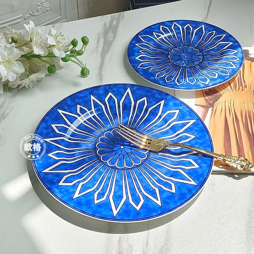 Assiette porcelaine style europeen motif classique pour dimsum