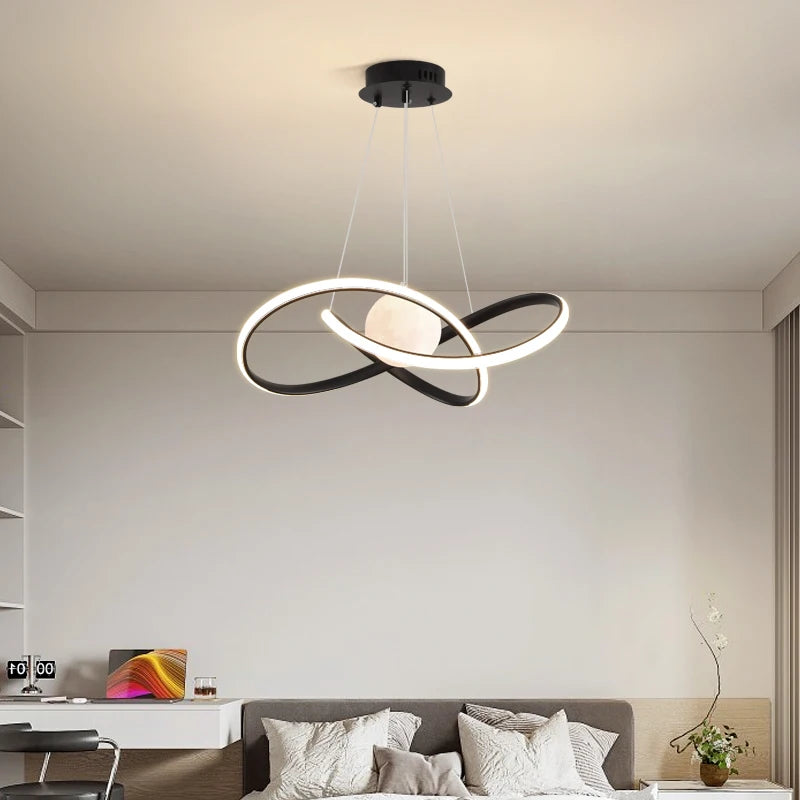 lampes suspendues nordiques style loft avec ampoules lune led