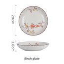 Assiette dessert japonaise ceramique motifs floraux peinte main