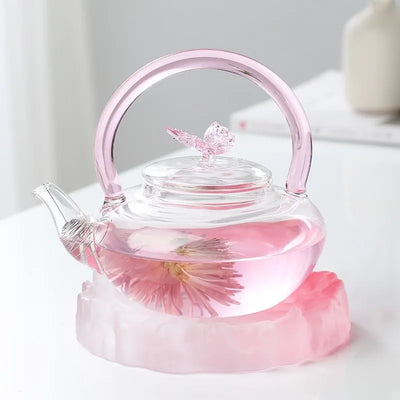 Théière papillon verre borosilicate résistante chaleur 500ml