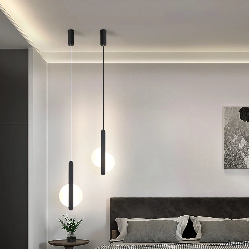 suspension led modernes avec appliques acryliques - vue 6 sur 8