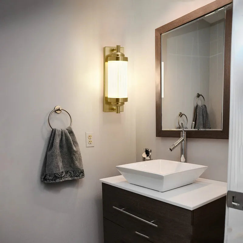applique murale led en cristal doré pour miroir frontal - vue 6 sur 8