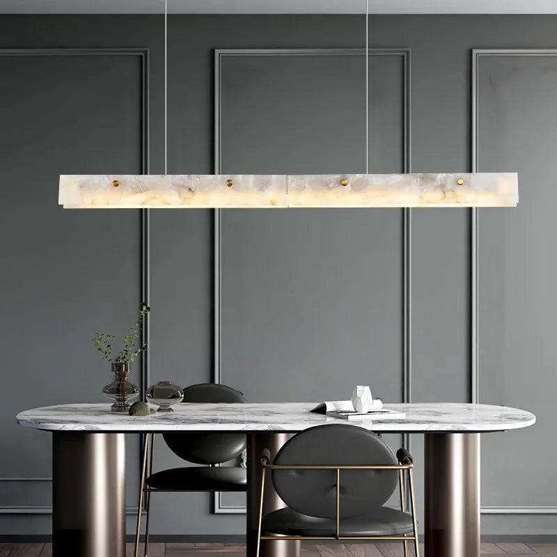 lustre en marbre acier inoxydable à led dimmable pour éclairage intérieur