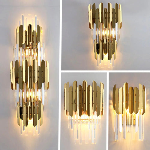 Applique murale LED en cristal doré moderne