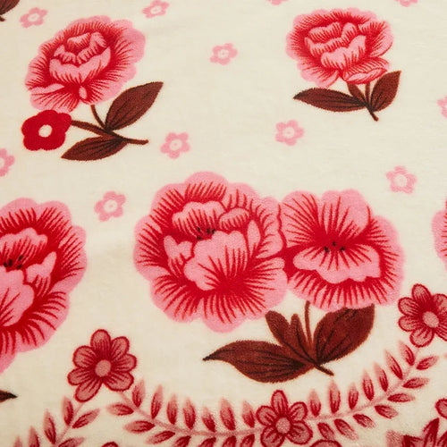Plaid polaire doux motifs carreaux et floral salon