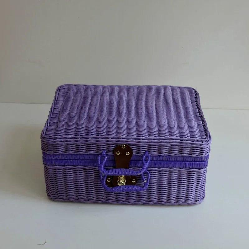 panier en rotin rétro pour rangement et pique-nique - vue 8 sur 12
