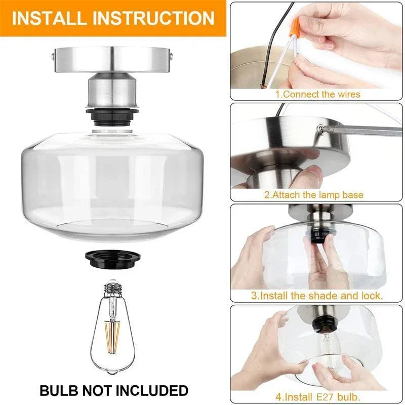 plafonnier led nordique moderne en verre pour décoration maison - vue 6 sur 9