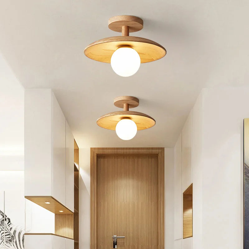 Couloir allée bois plafonniers nordique Ins personnalité créative balcon porche Simple vestiaire bûche lampes suspendues - vue 4 sur 6