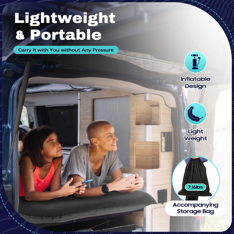 matelas gonflable 2 en 1 pour camping et voyages avec pompe intégrée