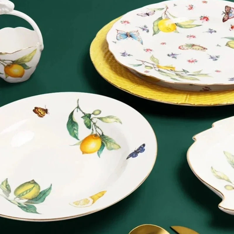 Assiette céramique style européen motif citron élégante - vue 6 sur 6