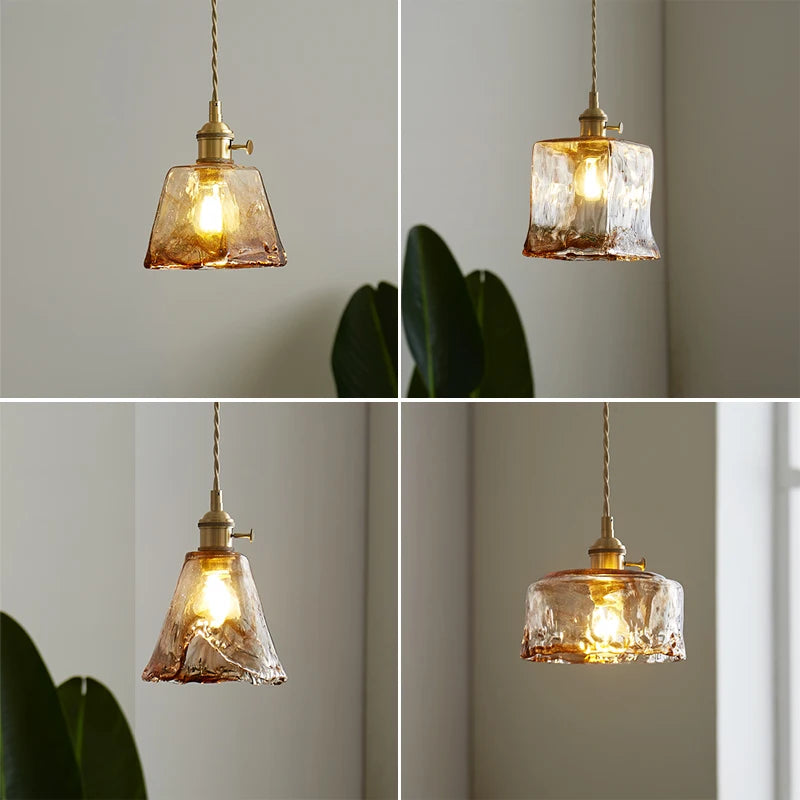 suspension moderne en verre led pour décoration intérieure