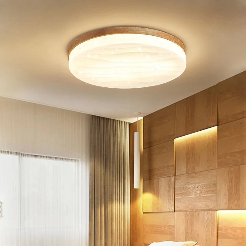 plafonniers led minimaliste en bois massif pour entrée - vue 7 sur 14