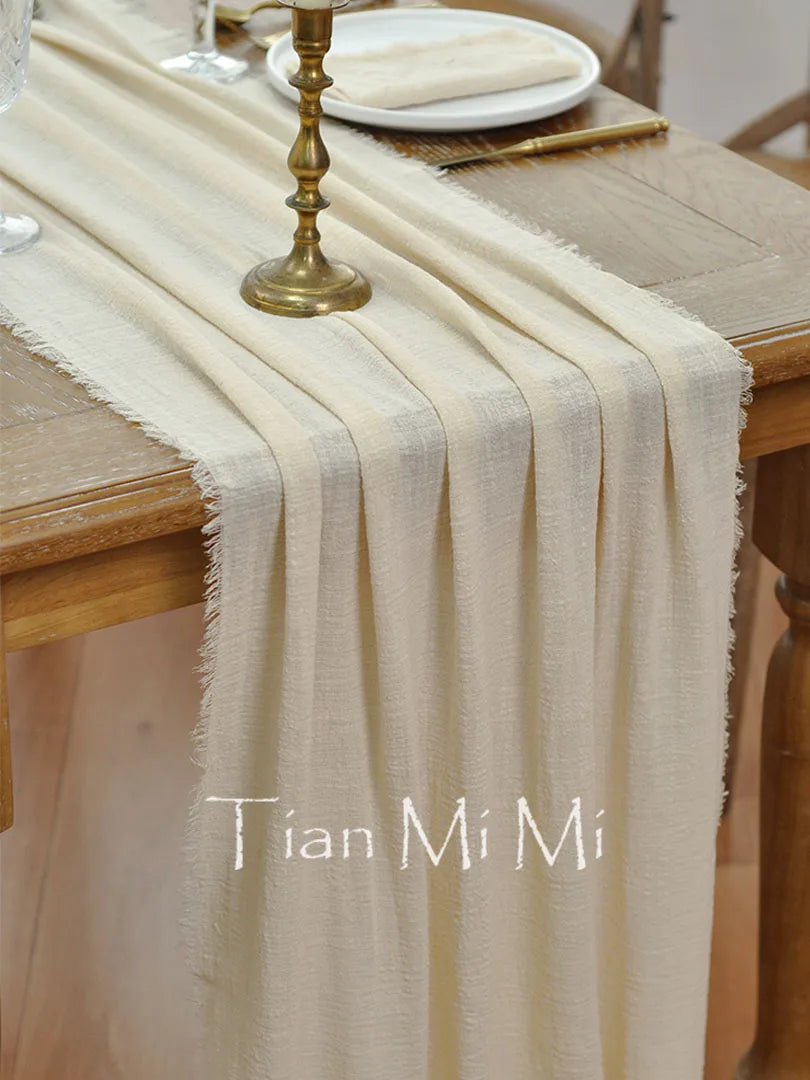 Chemin de table coton gaze style vintage mariage