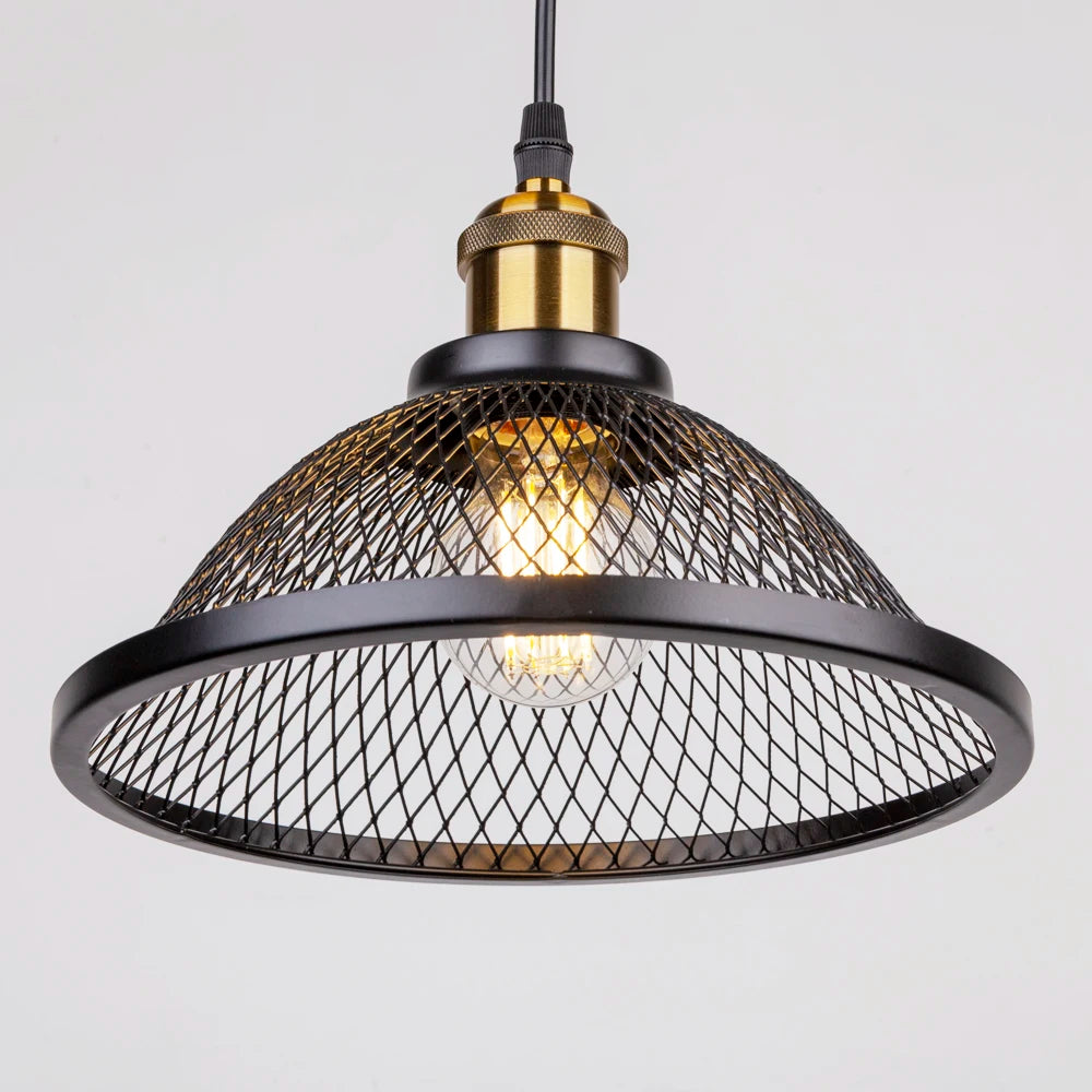 Rétro LED Vintage noir fer Net-Cage cuisine suspension lampe suspendue pour chambre salon Restaurant luminaire - vue 6 sur 13
