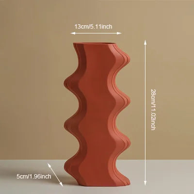 vase en céramique géométrique nordique pour fleurs séchées décoration maison - vue 10 sur 11