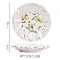 Assiette ceramique motif citron style europeen cuisine