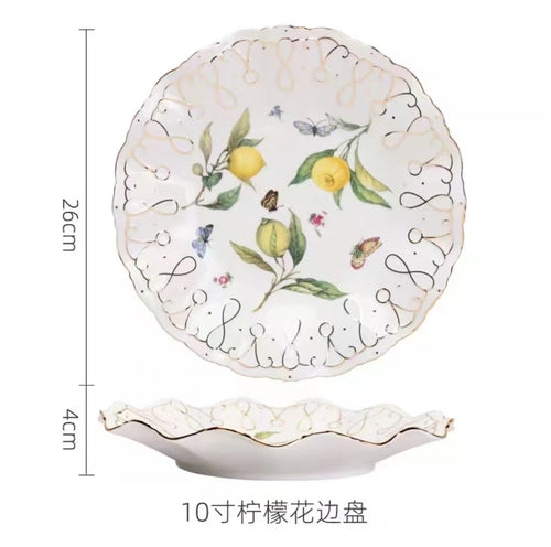 Assiette ceramique motif citron style europeen cuisine