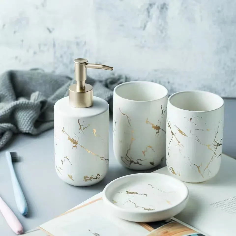 bouteilles en céramique pour savon shampooing et gel douche - vue 11 sur 14