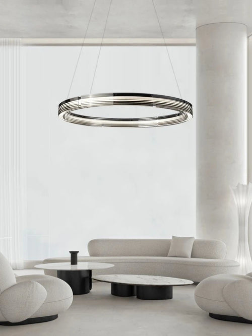 lustre circulaire en verre style minimaliste pour décoration intérieure