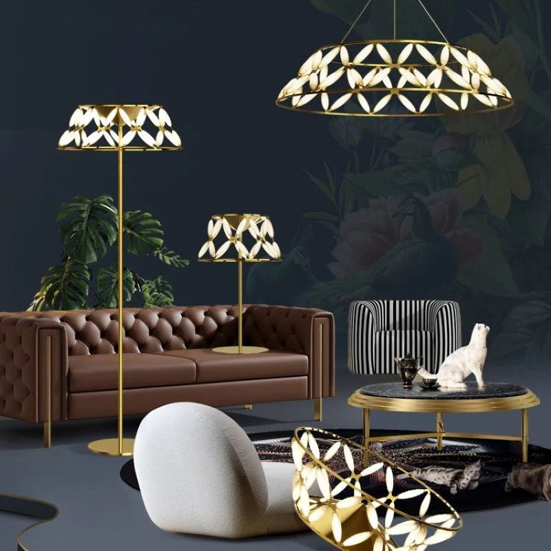 Sandyha Lustres minimalistes modernes creux papillon fleur suspension Design de luxe salon salle à manger chambre lampe à la maison - vue 7 sur 16