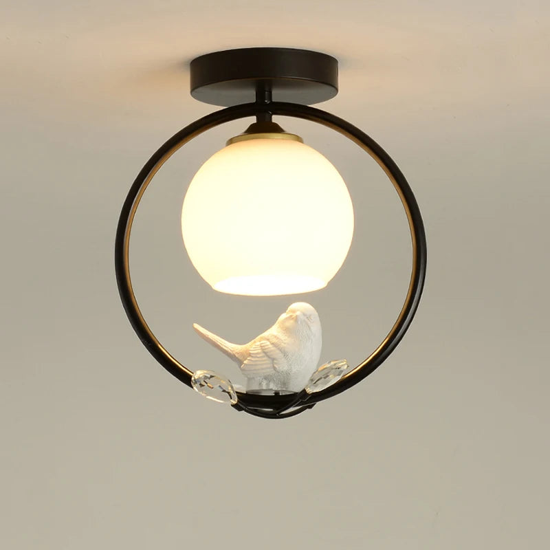 plafonnier nordique créatif avec motif oiseau pour balcon