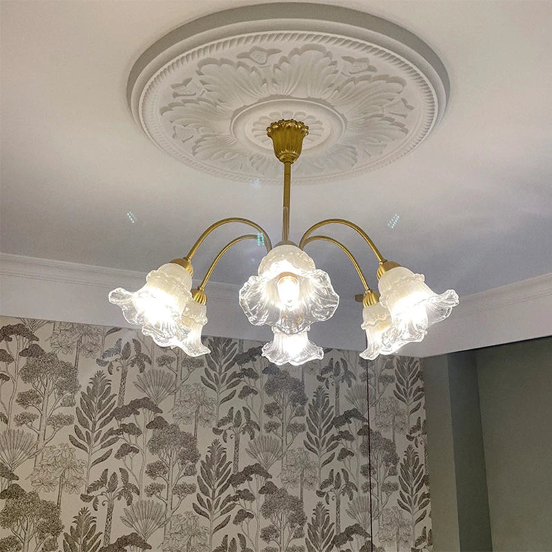 lustre en verre à fleurs minimaliste style nordique led créatif