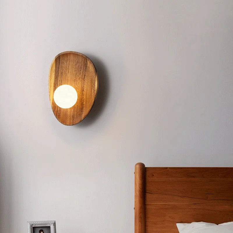 Applique murale LED minimaliste japonaise en bois massif - vue 5 sur 8