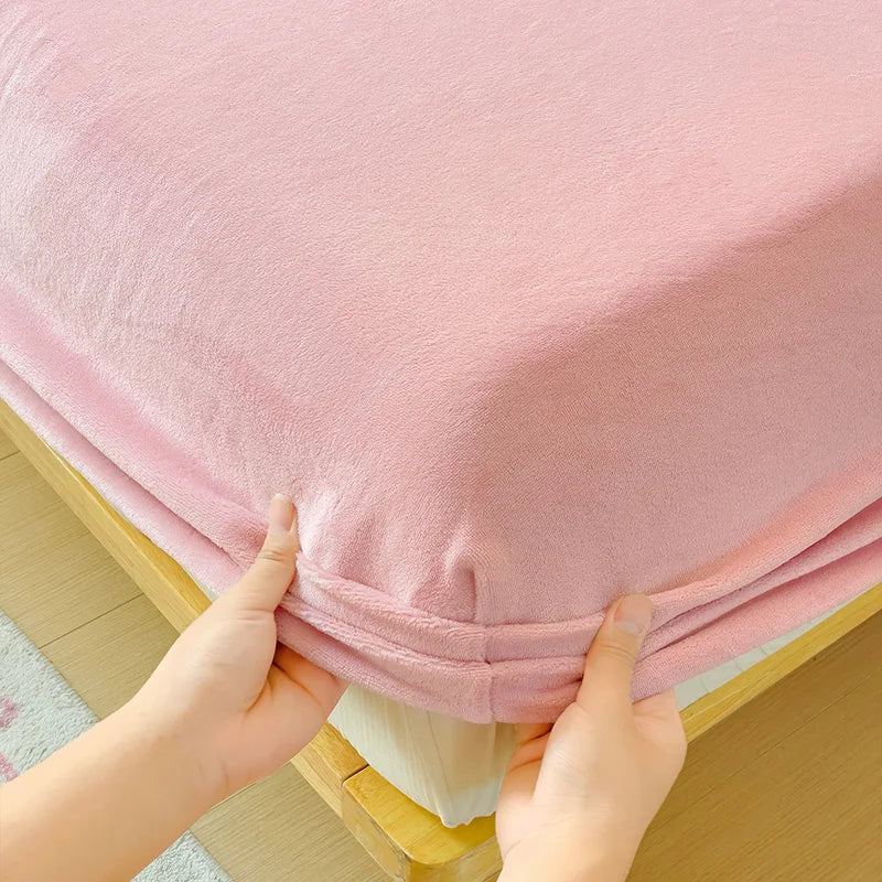 drap-housse en velours chaud avec bande élastique 360 degrés