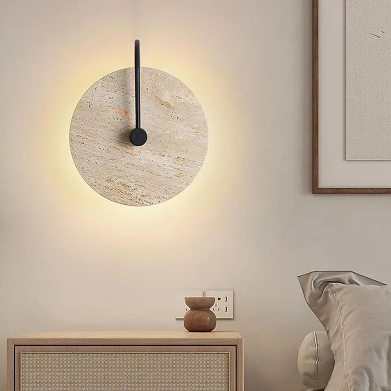 applique murale led ronde en métal et pierre pour hôtel boutique - vue 3 sur 9