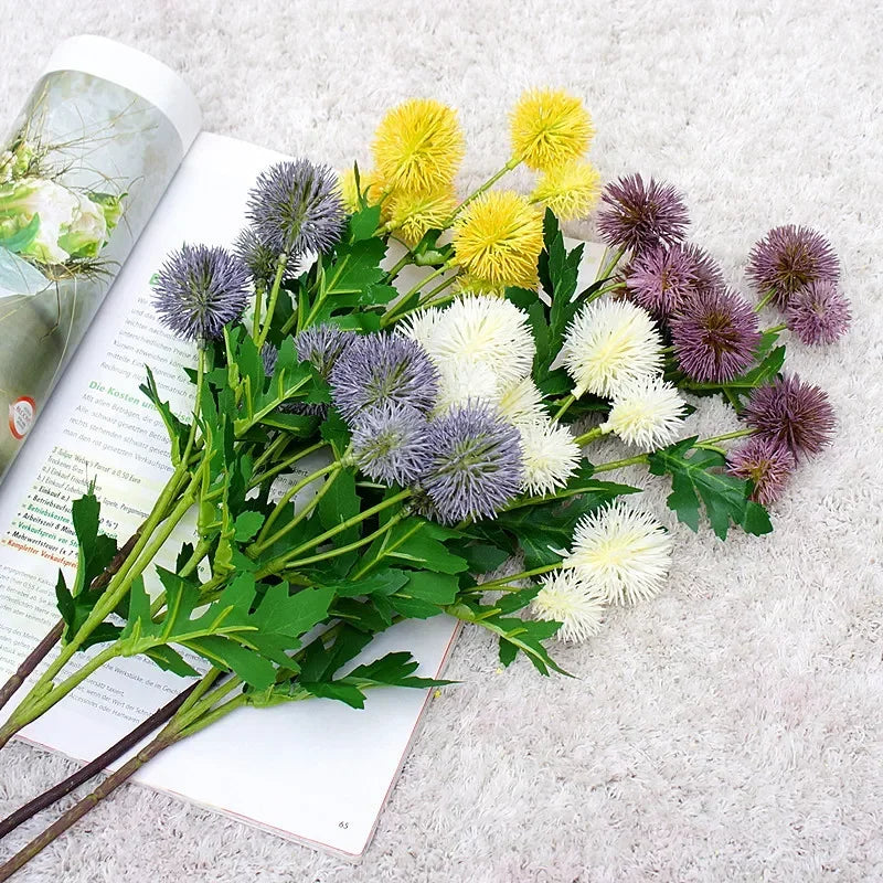 fleurs artificielles en boule de ginseng décoratives en plastique - vue 6 sur 7
