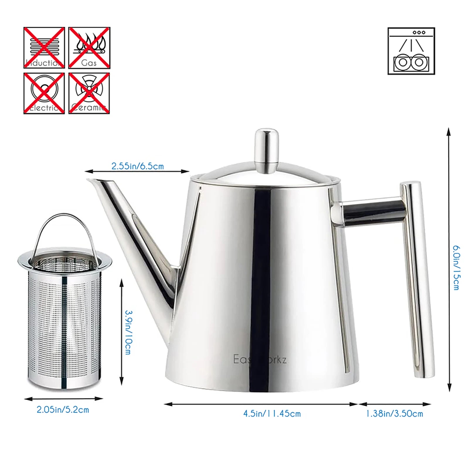 Theiere acier inox infuseur amovible 11l design moderne - vue 7 sur 9