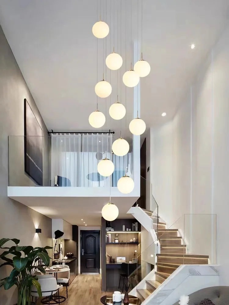 lustre moderne nordique pour loft duplex hôtel hall - vue 5 sur 24
