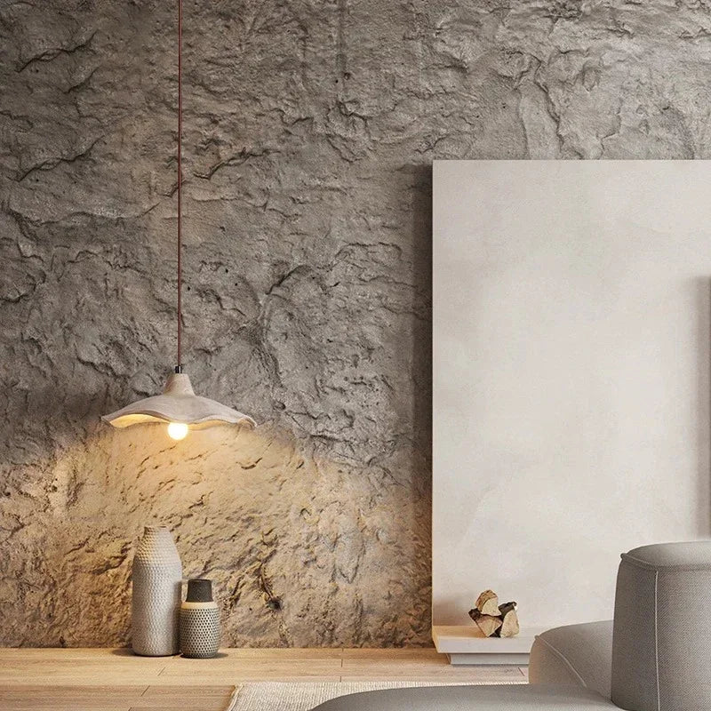 suspension wabi-sabi en ciment et travertin pour décoration intérieure - vue 6 sur 14