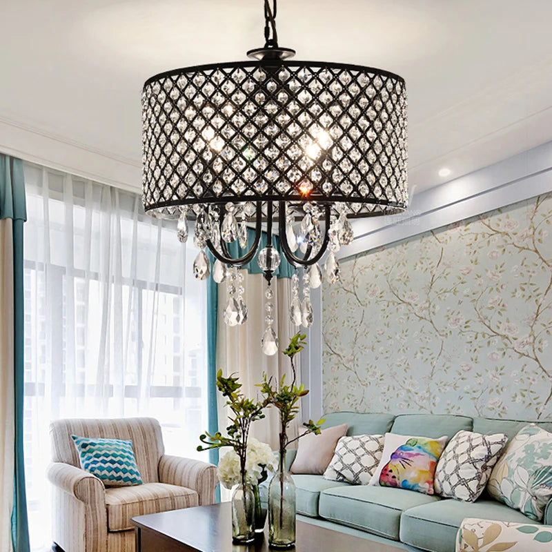 lustre vintage en cristal et fer pour restaurant ou bar