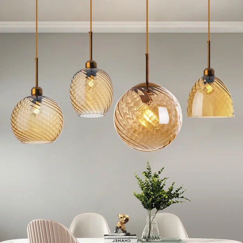 suspension led moderne design boule de verre pour restaurant bar