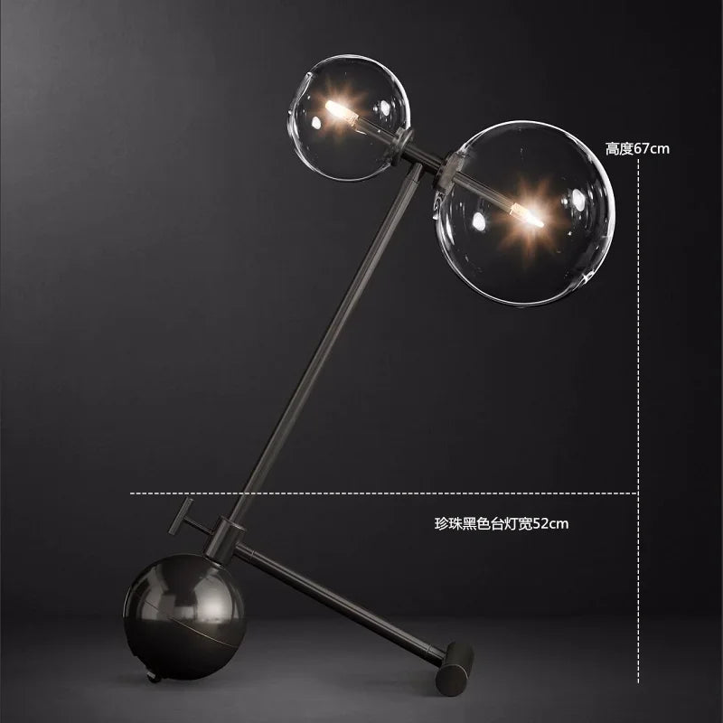lampe de bureau en verre design rétro nordique moderne - vue 5 sur 6