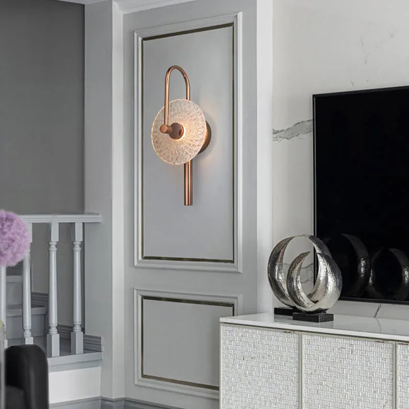 applique murale led ronde en verre et métal pour éclairage d'ambiance - vue 3 sur 8