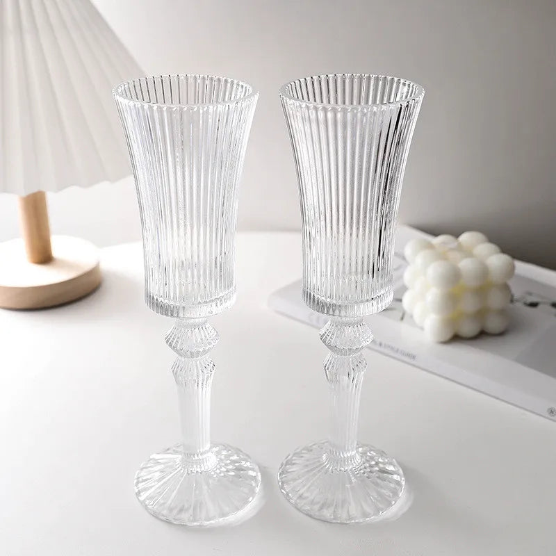 Verres champagne cristal rayures style rétro dégustation - vue 5 sur 6