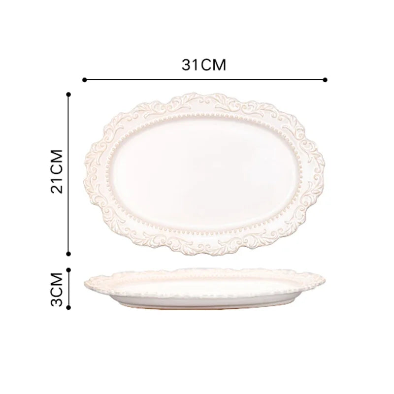 Service de table céramique relief style vintage complet