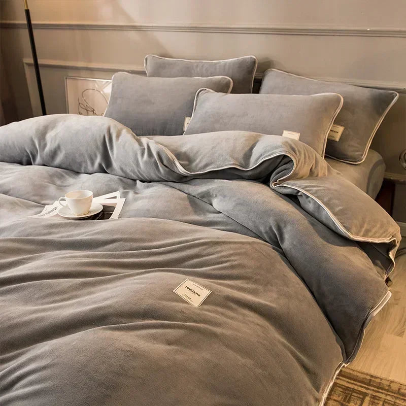 housse de couette en velours corail douce et moelleuse