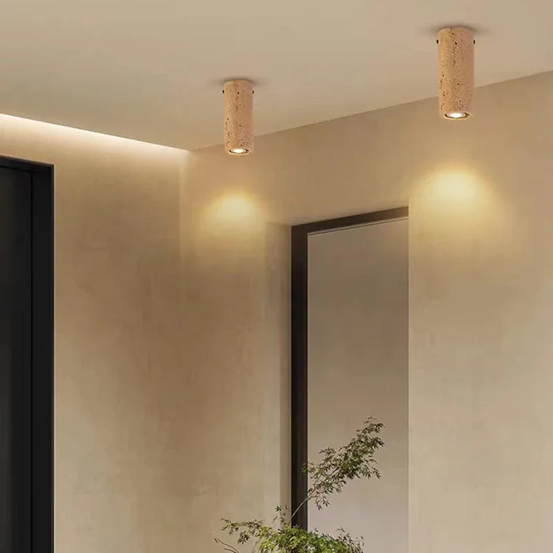 plafonnier cylindrique en pierre naturelle pour décoration intérieure - vue 3 sur 8