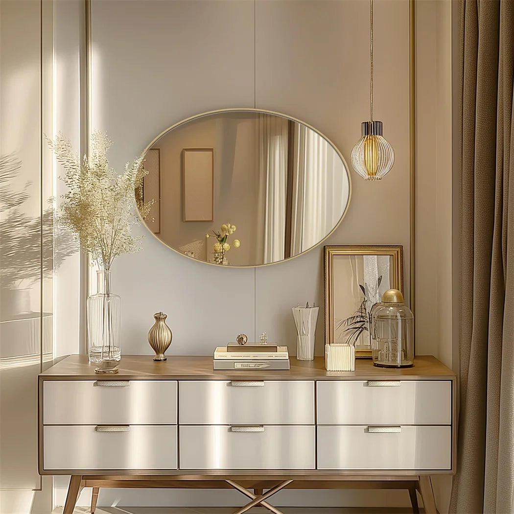 miroir doré brossé avec cadre en métal décoratif - vue 6 sur 6