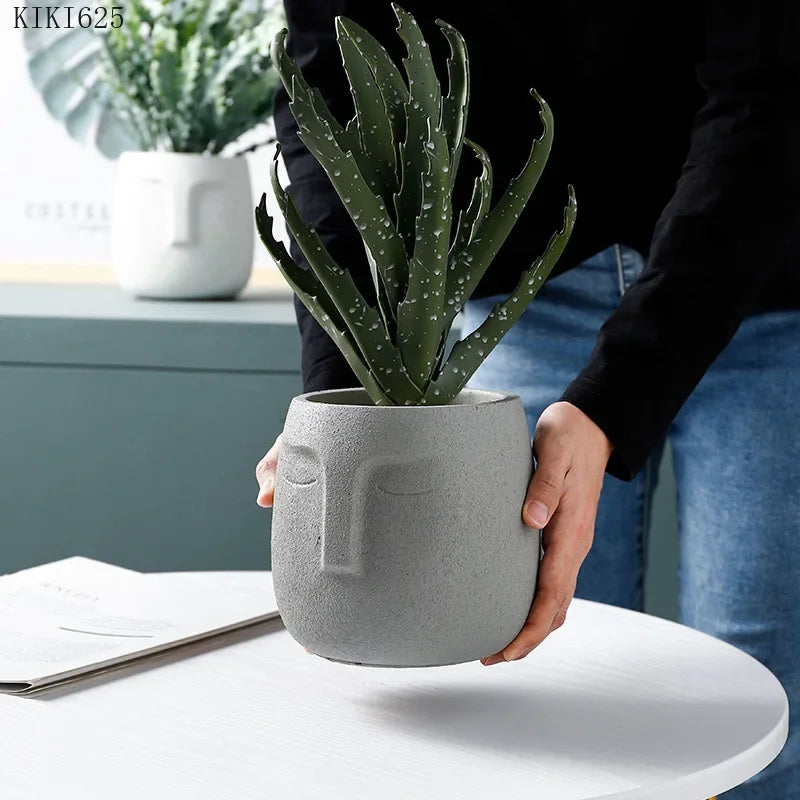 pot de fleurs en céramique visage avatar décoratif pour plantes succulentes - vue 4 sur 16